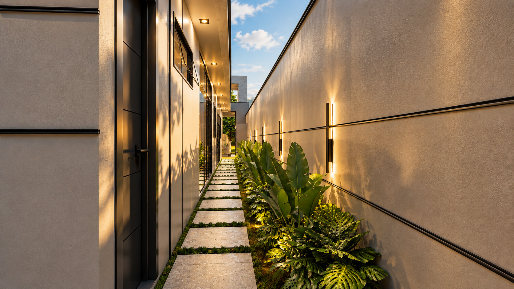Corredor lateral — perspectiva do projeto